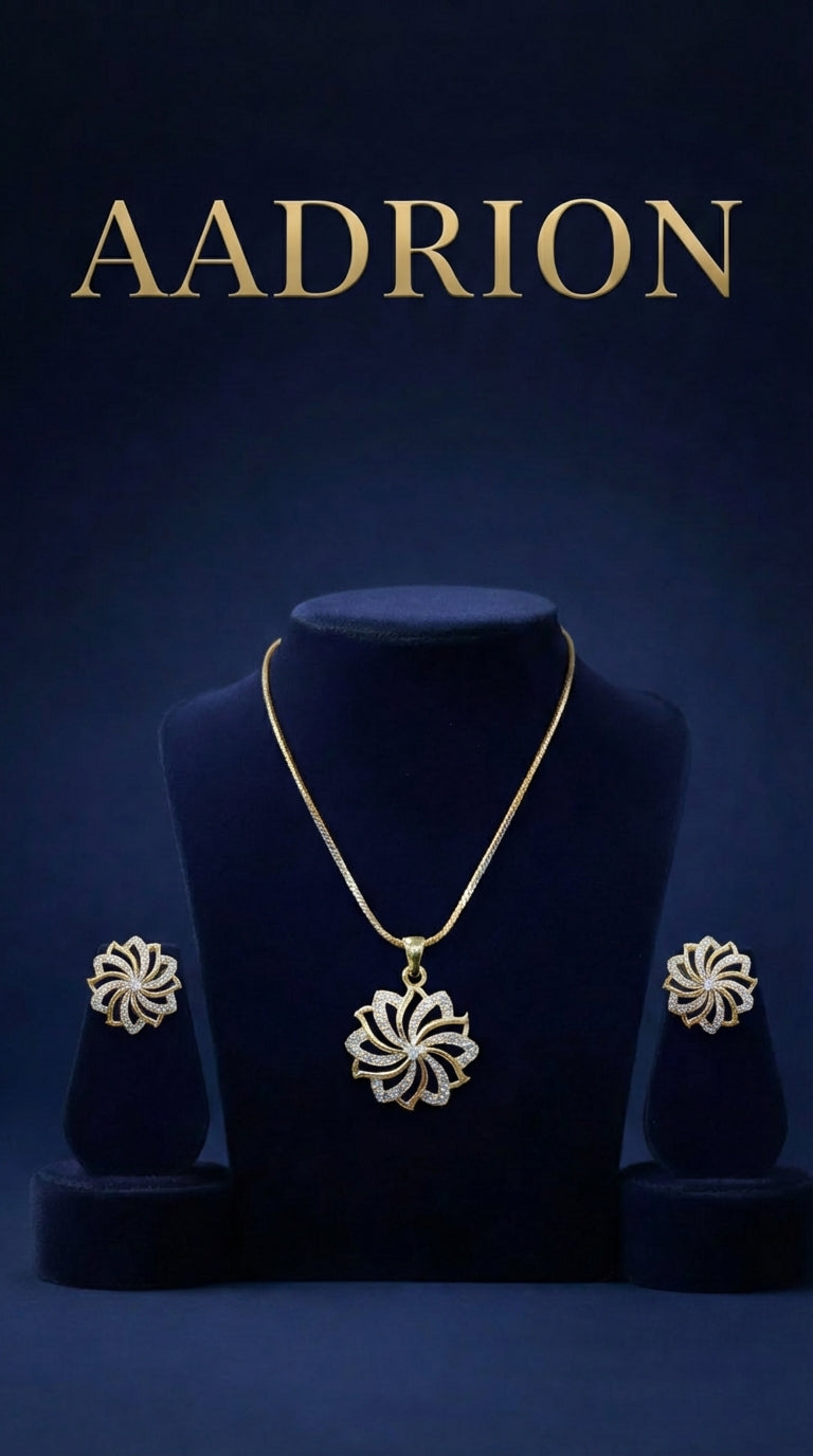 Gold-Tone Floral Swirl Jewelry Set