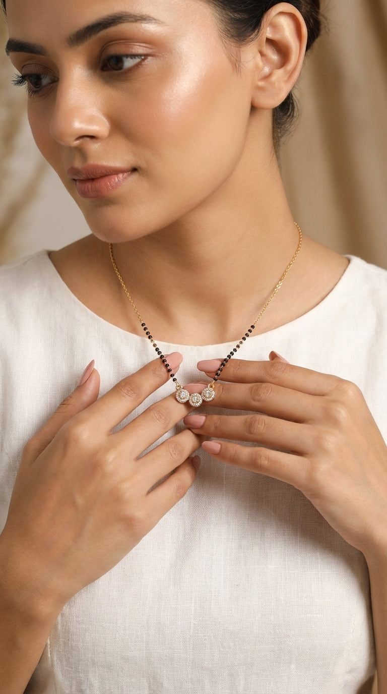 Elegant Triple Charm Mangalsutra Necklace