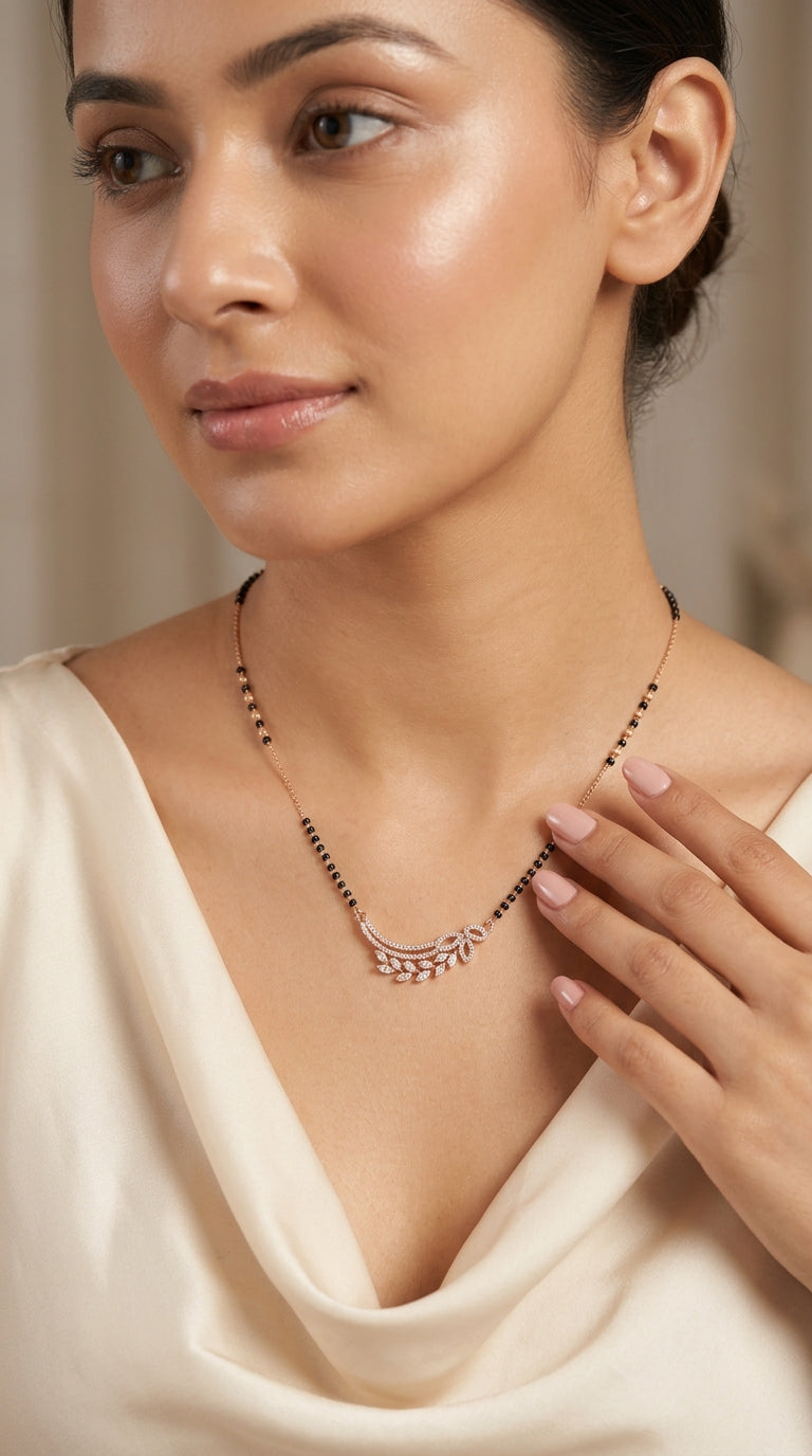 Leaf Curve Mangalsutra – Rose Gold
