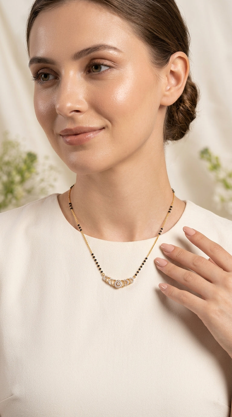 Gold Plated Circular AD Mangalsutra Necklace