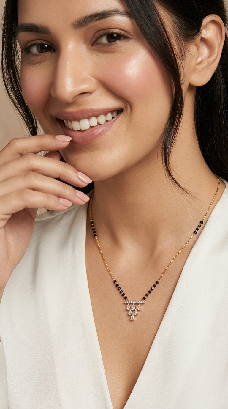 Gold Plated Minimal Triangle AD Mangalsutra