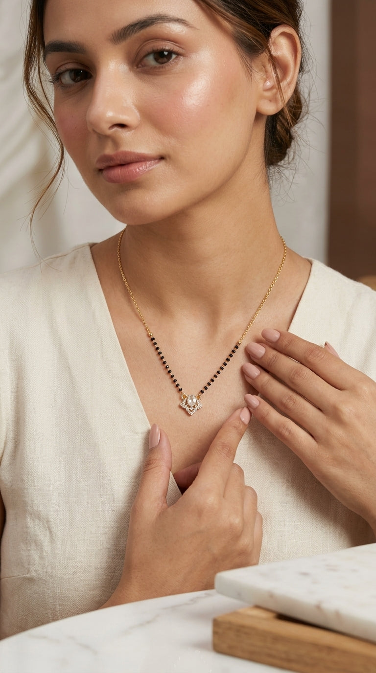 Beautiful gold plated mangalsutra necklace