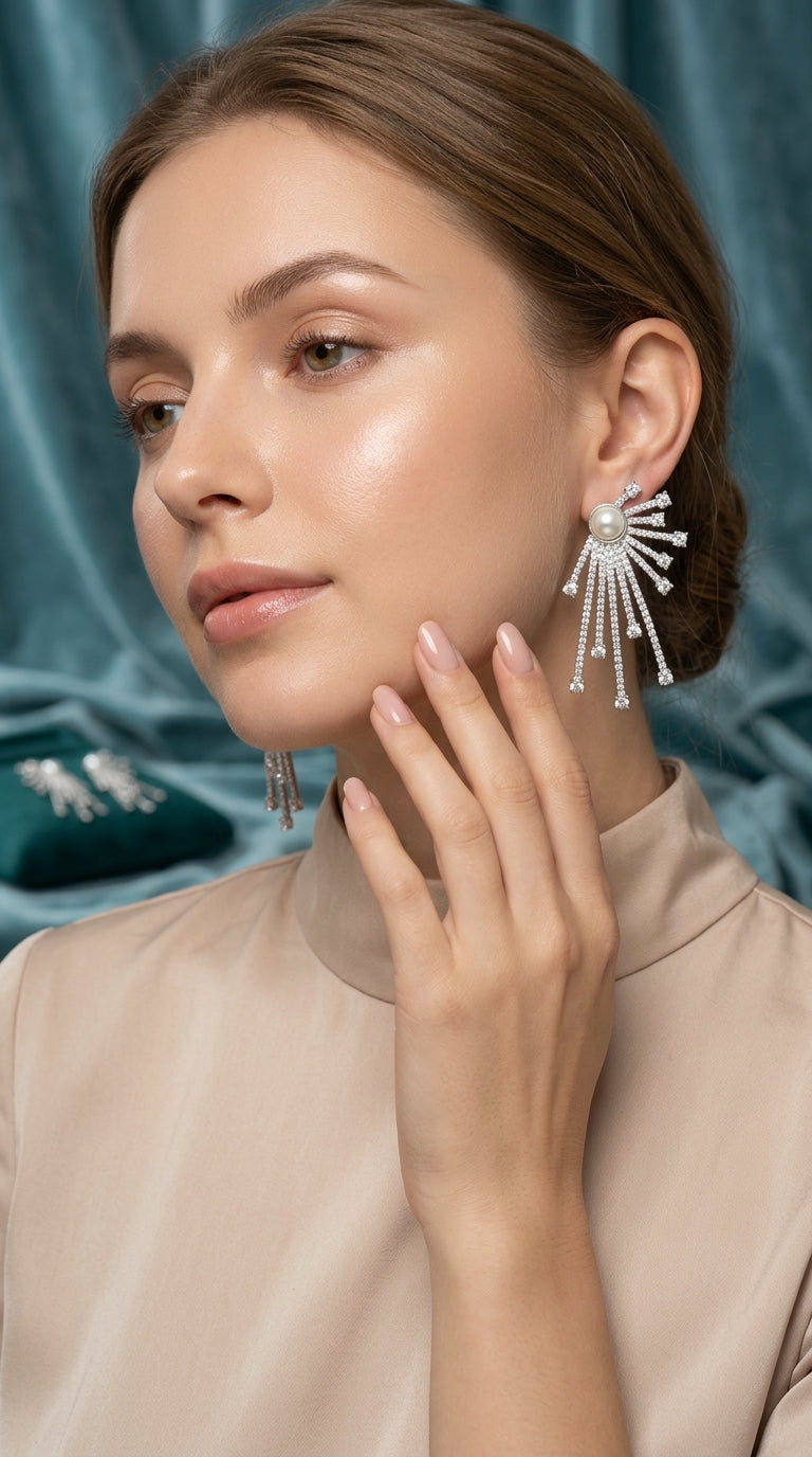 Pearl Starburst Diamond Earrings