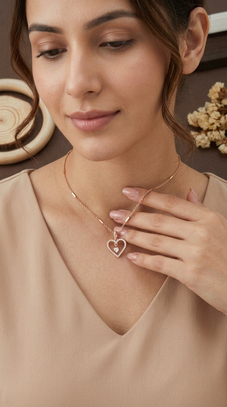 Rose Gold Heart Pendant Necklace