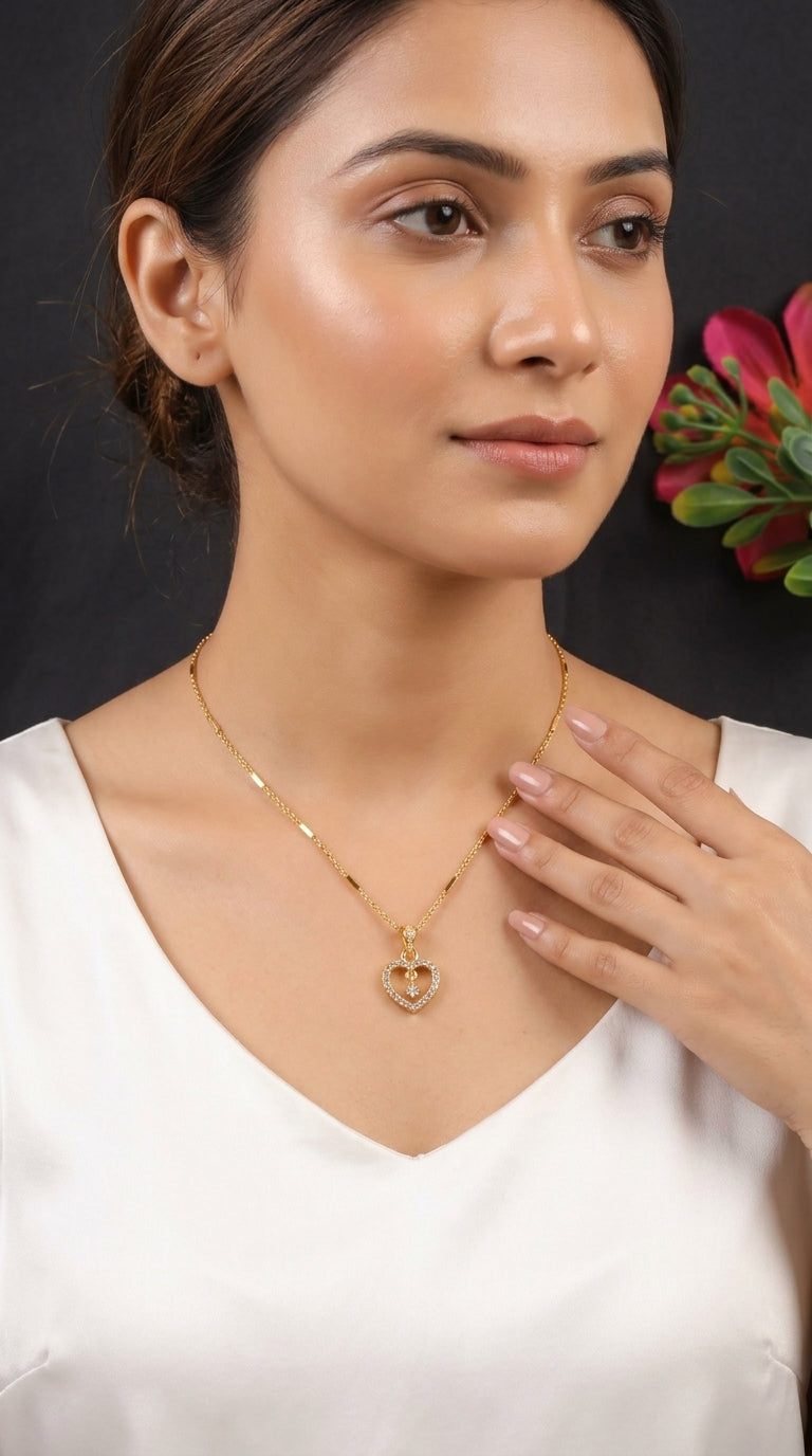 Gold Plated Heart Pendant Necklace