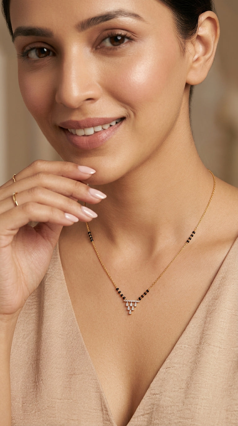 Gold Plated Minimal Triangle AD Mangalsutra