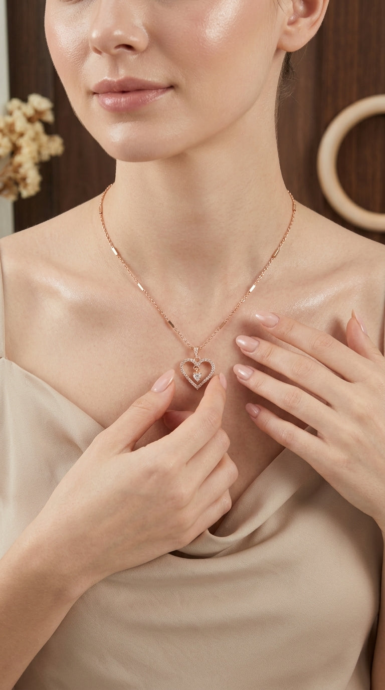 Rose Gold Heart Pendant Necklace