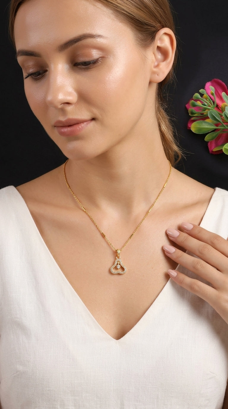 Gold Plated Heart Design Pendant Necklace