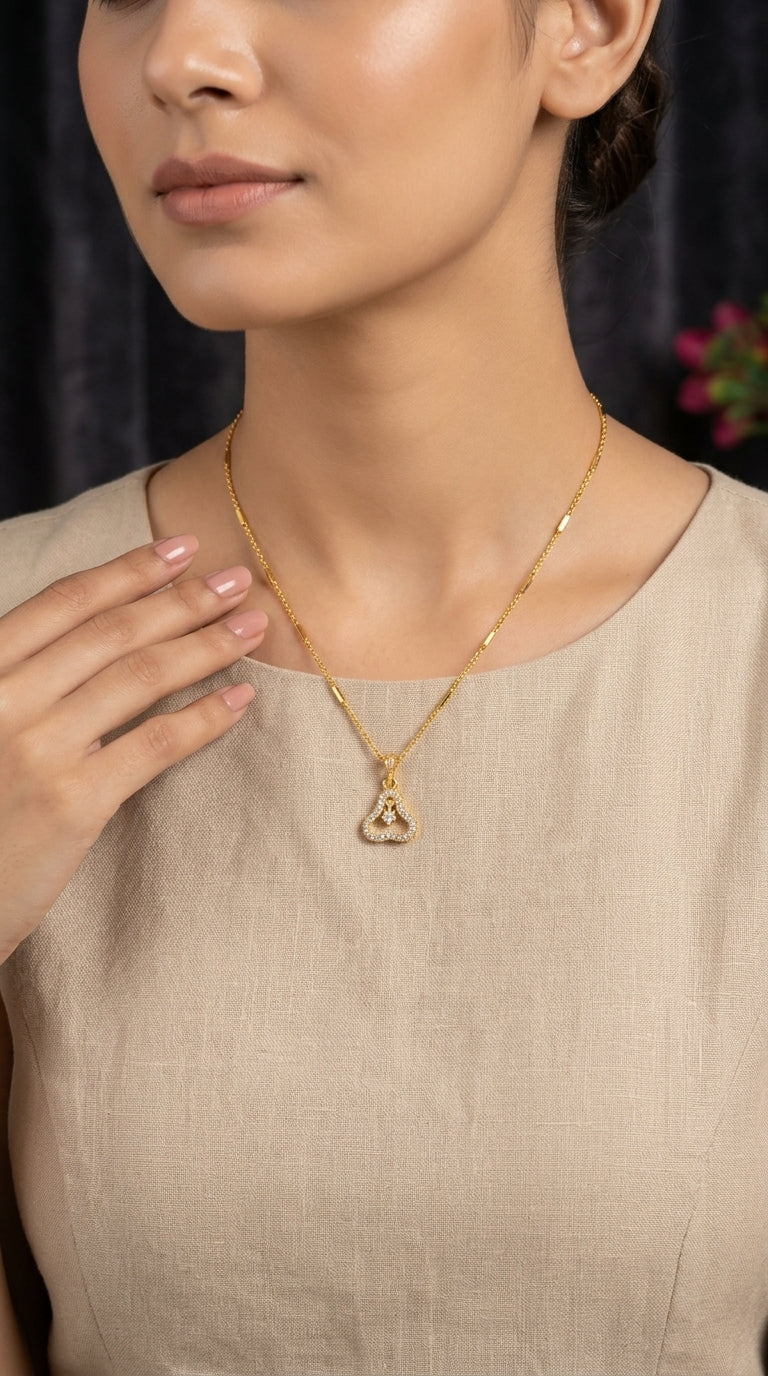 Gold Plated Heart Design Pendant Necklace
