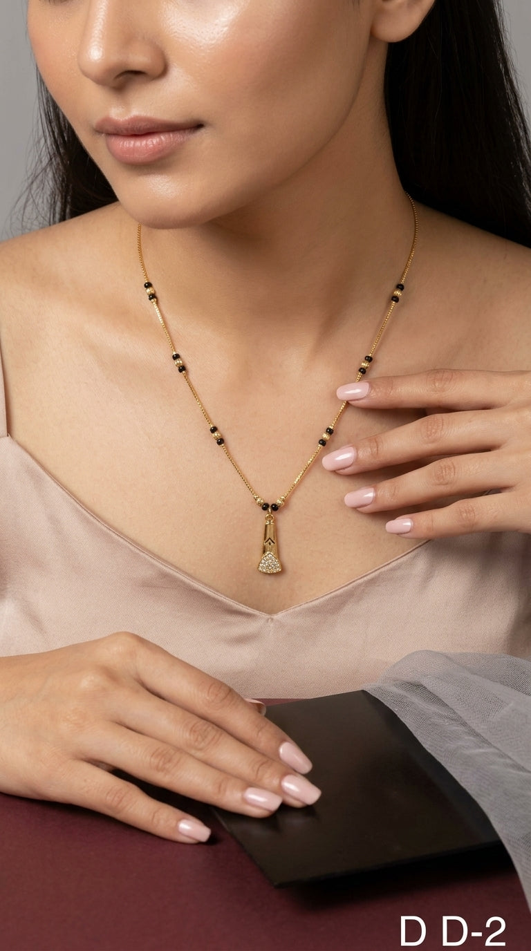 Gold-Plated Designer Mangalsutra with Stone Studded Pendant