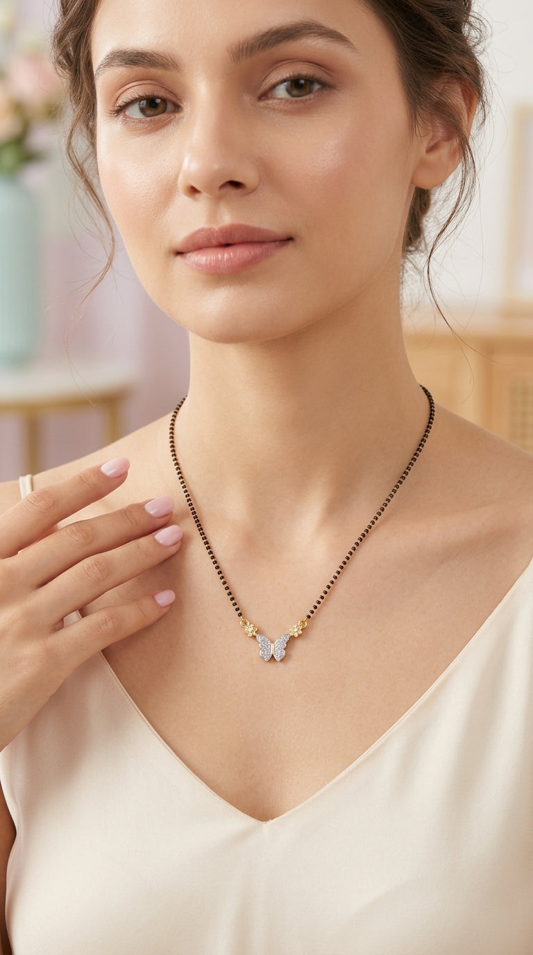 Gold Plated Butterfly AD Mangalsutra