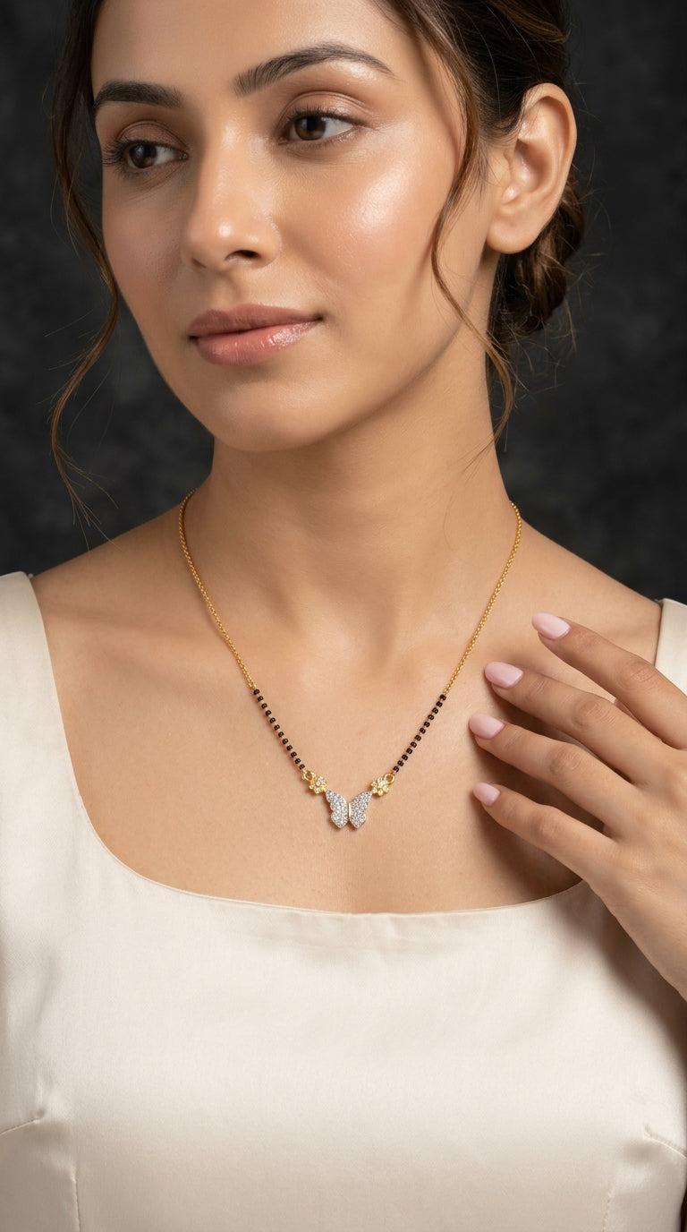 Gold Plated Butterfly AD Mangalsutra