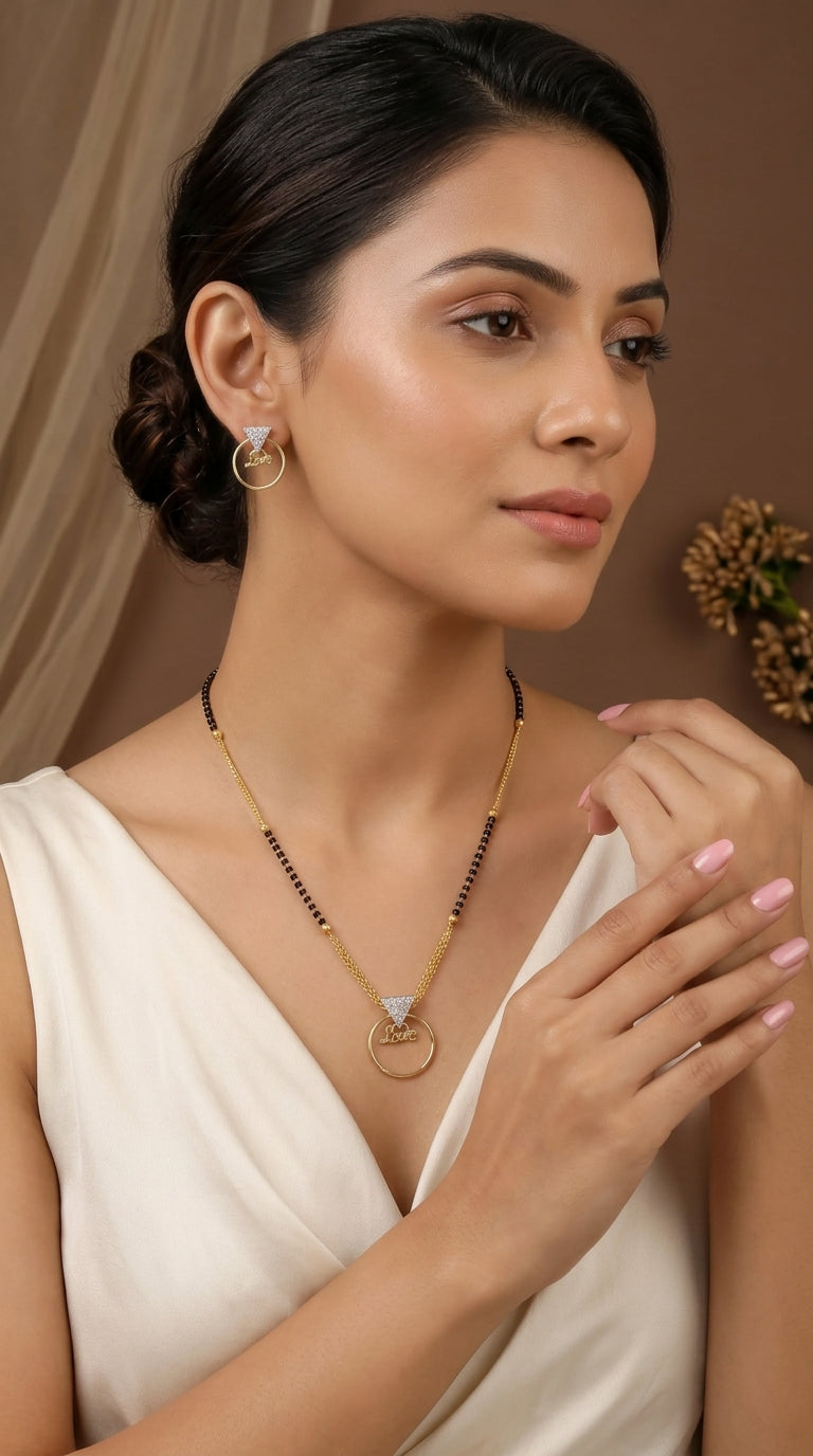 Stylish Love Pendant Mangalsutra Set