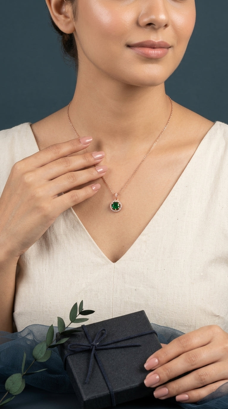 Green Stone Pendant Necklace