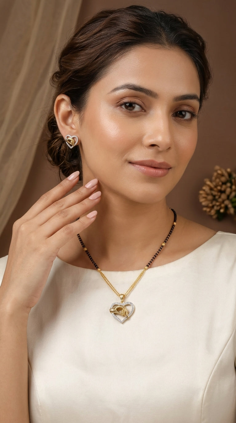 Romantic Holding Hands Heart Mangalsutra Set