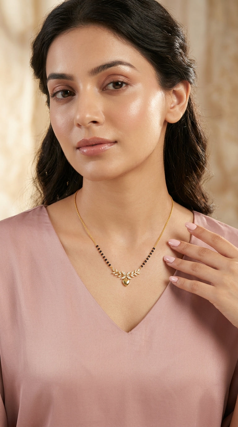 Leaf Heart Mangalsutra – Gold Plated Designer Beauty