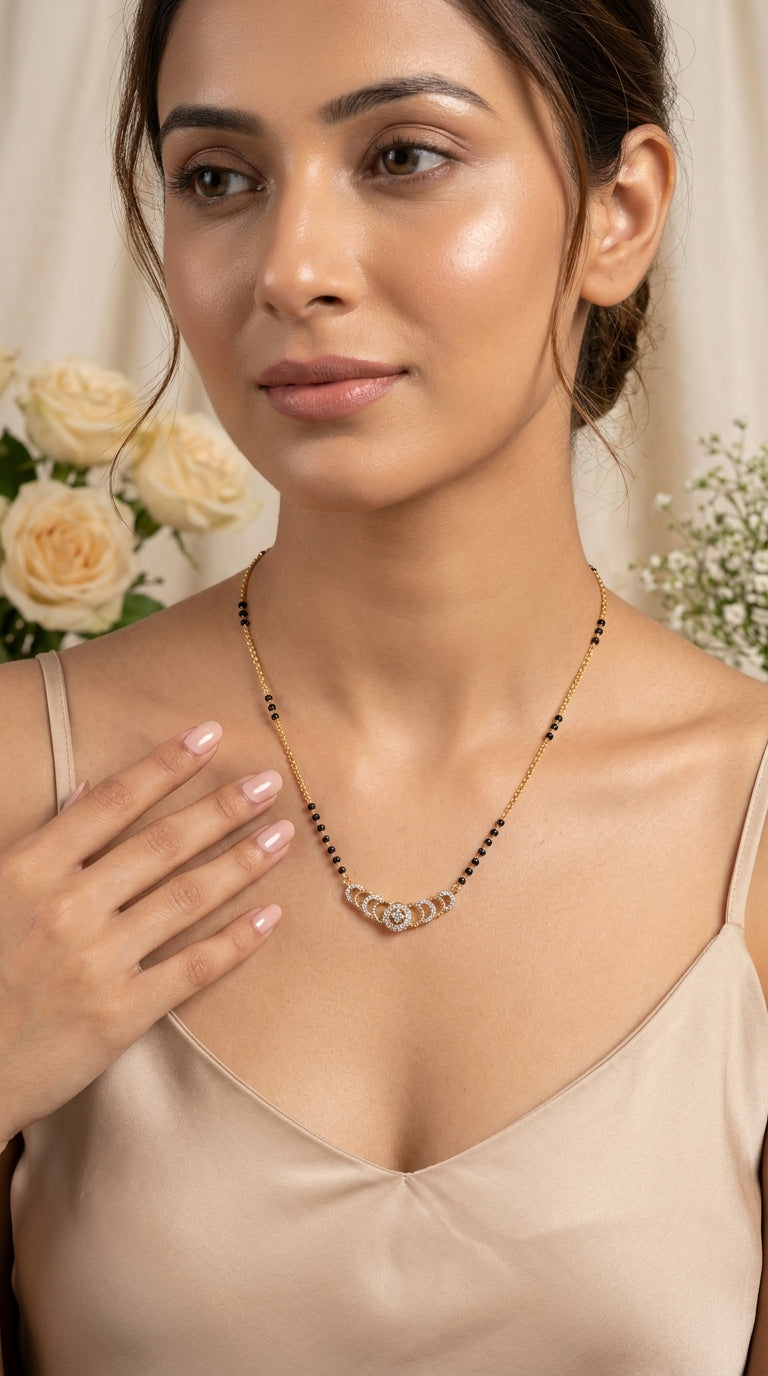 Gold Plated Circular AD Mangalsutra Necklace