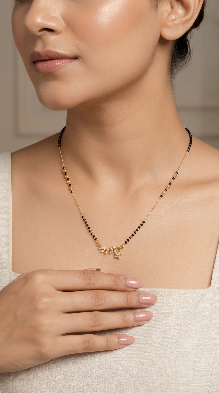 Gold Plated Floral Mangalsutra Necklace