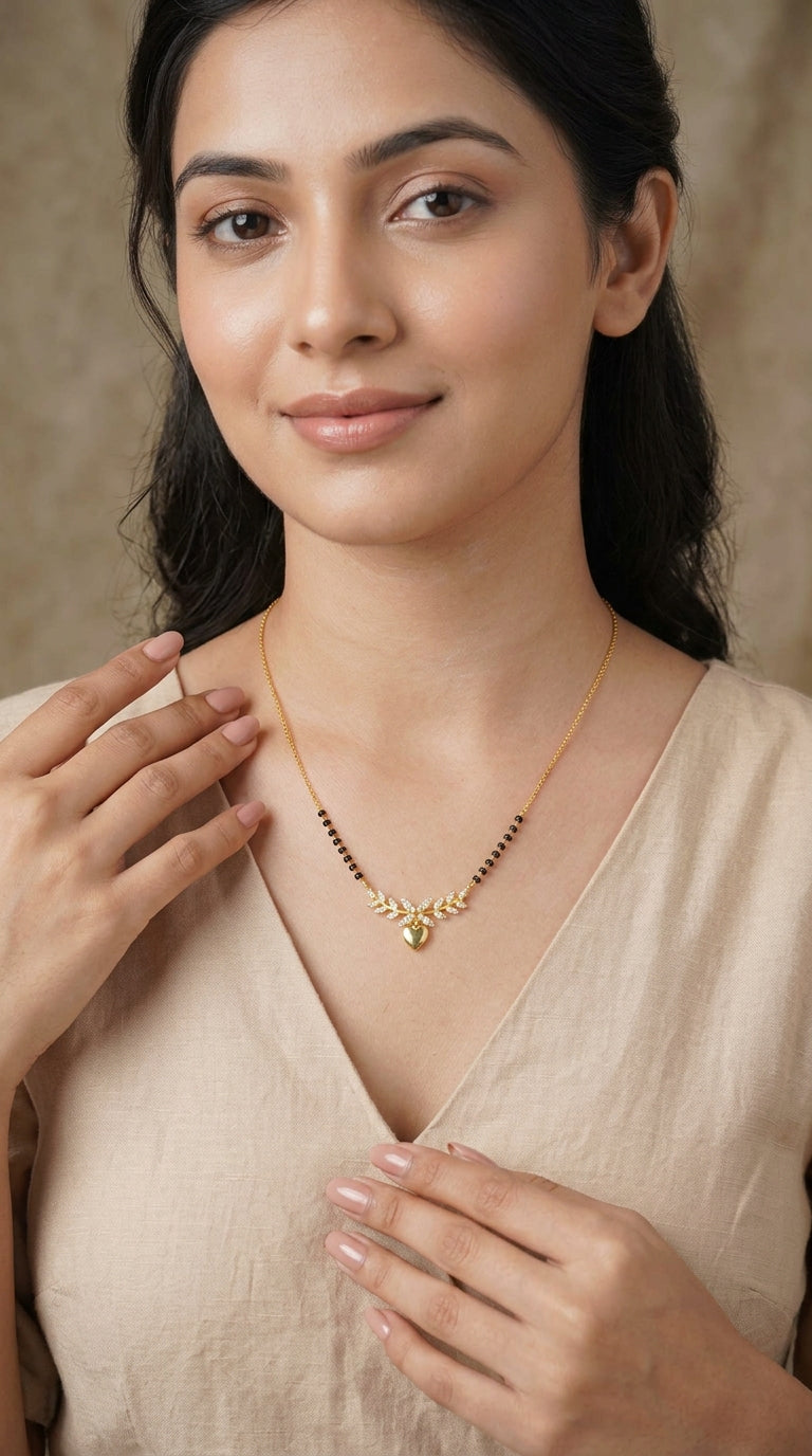 Leaf Heart Mangalsutra – Gold Plated Designer Beauty