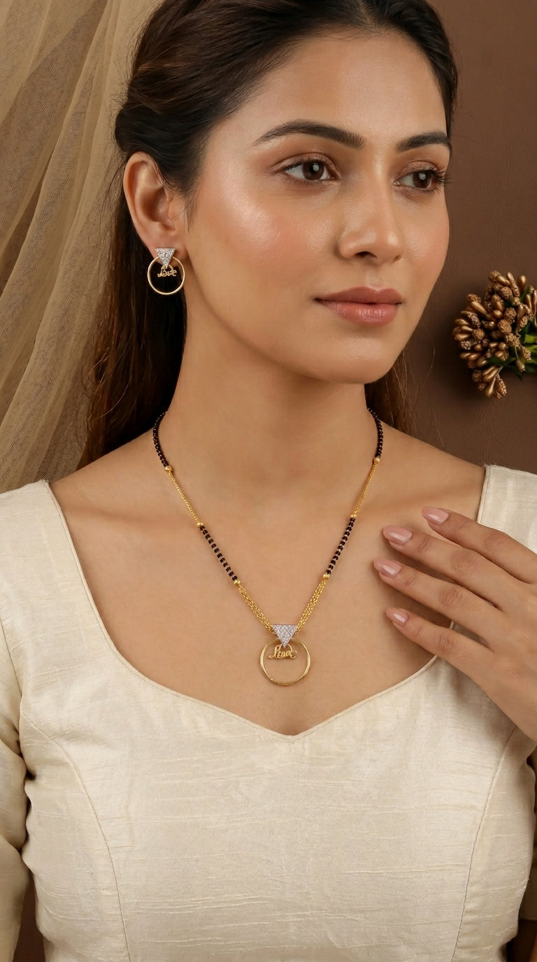 Stylish Love Pendant Mangalsutra Set