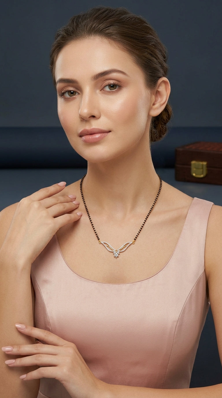 Gold Plated Elegant Wave AD Mangalsutra