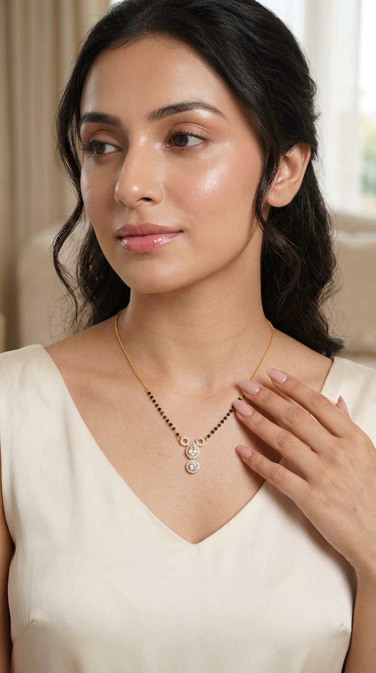 Classic Dual Stone Gold Mangalsutra