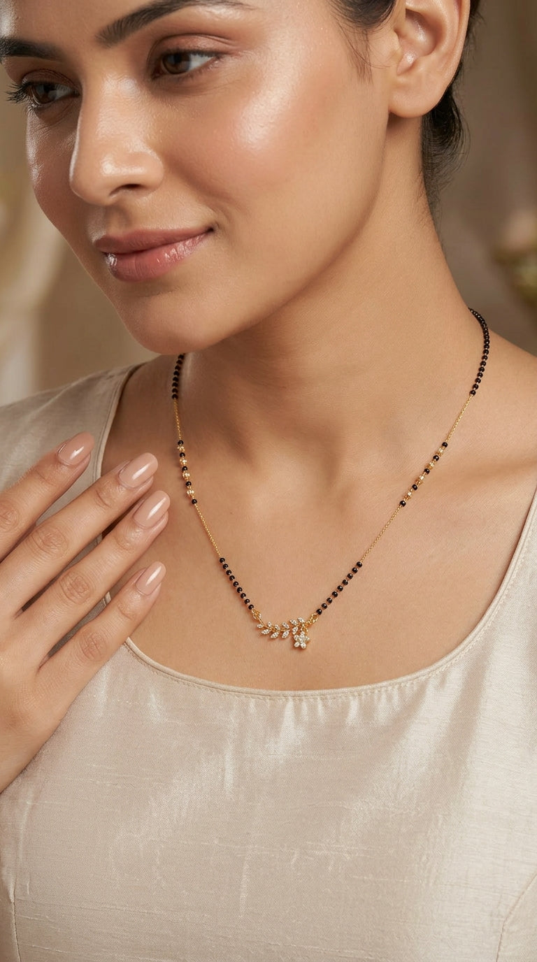 Gold Plated Floral Mangalsutra Necklace