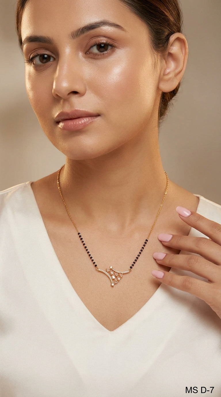 Gold Plated Mangalsutra with Crystal Stone Pendant