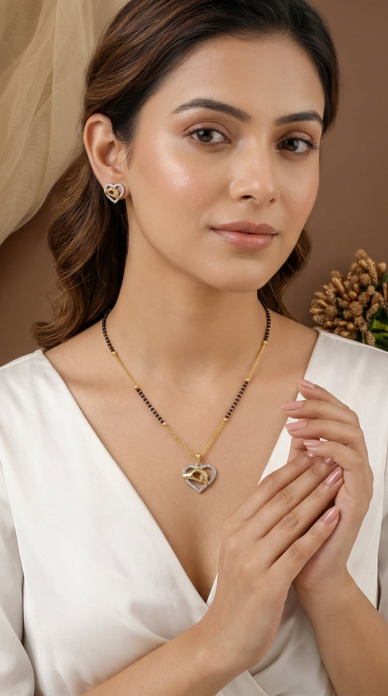 Romantic Holding Hands Heart Mangalsutra Set