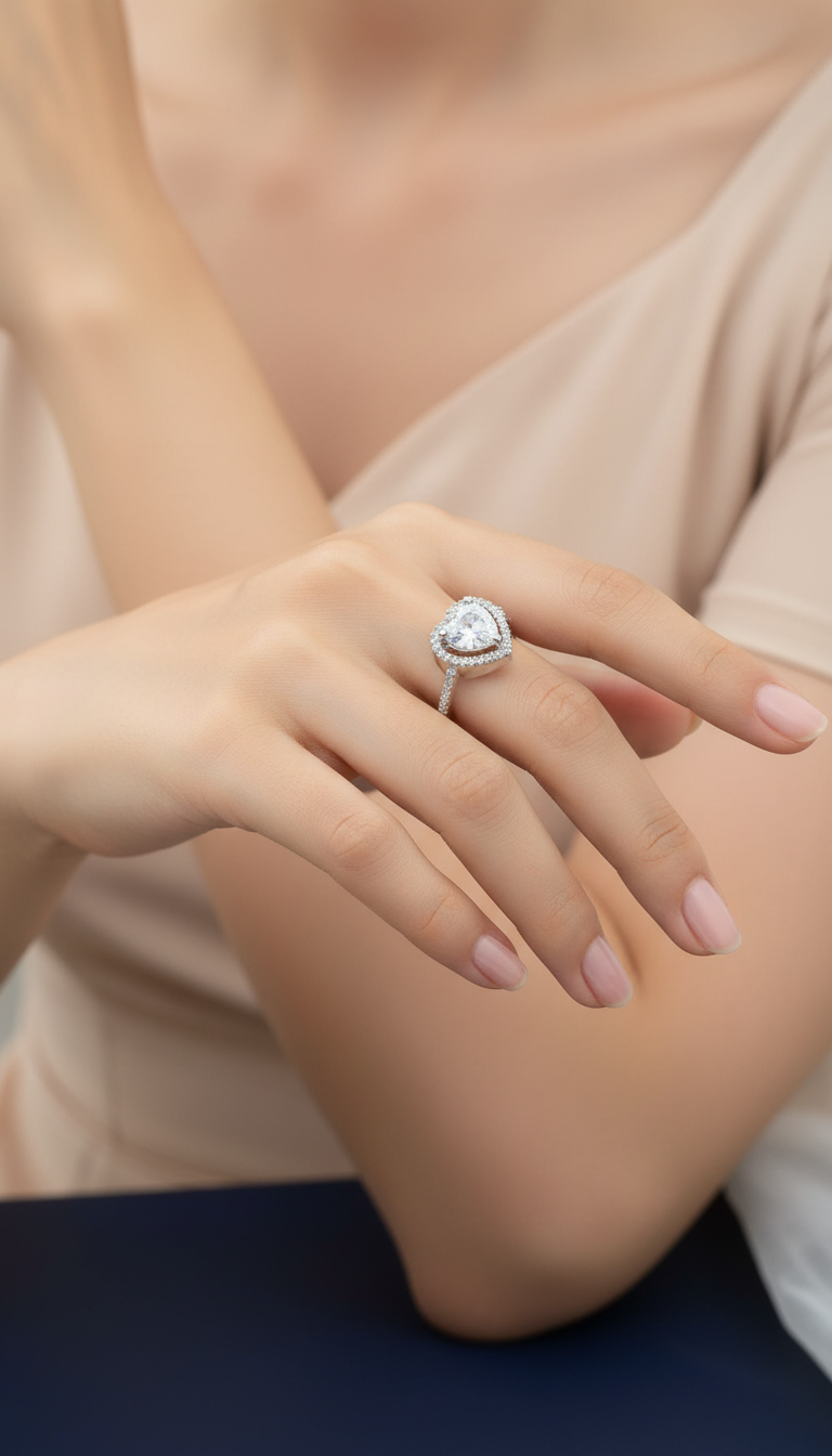 Elegant Heart Shape Adjustable Ring for Women