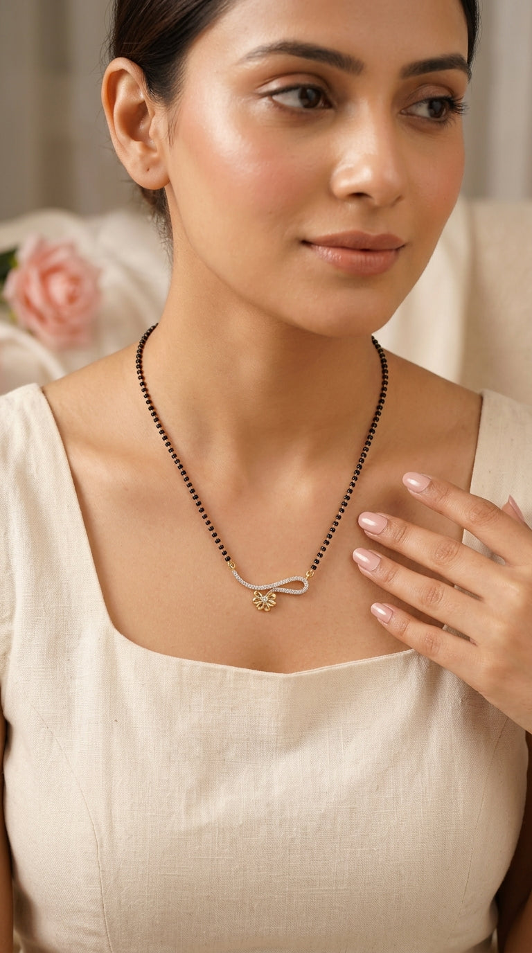Gold Plated Infinity Floral AD Mangalsutra