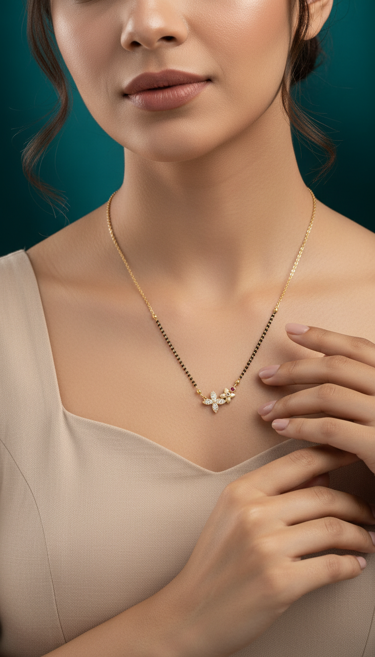 Elegant Gold Plated Floral Mangalsutra for Women