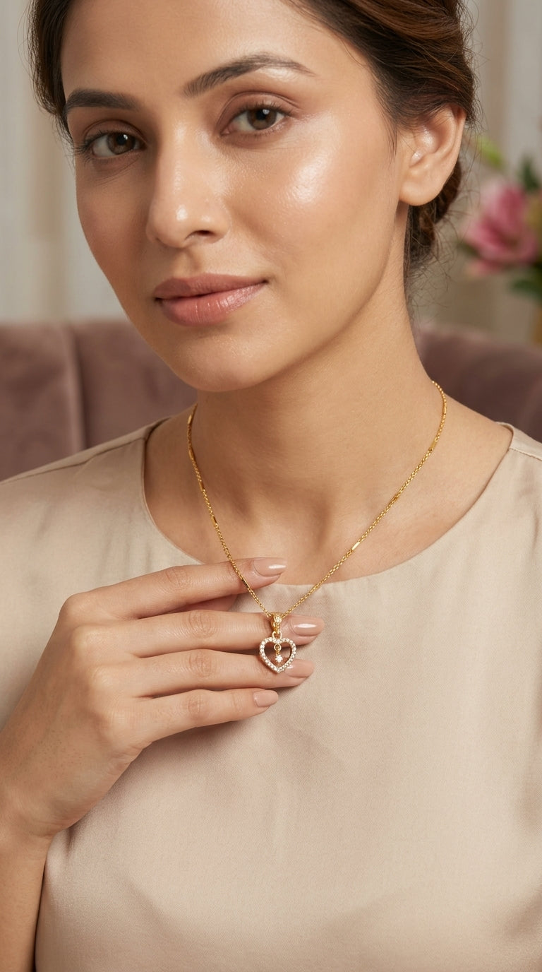 Gold Plated Heart Pendant Necklace