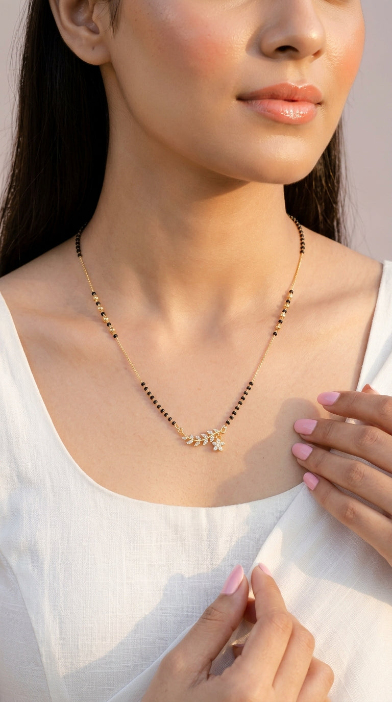 Gold Plated Floral Mangalsutra Necklace
