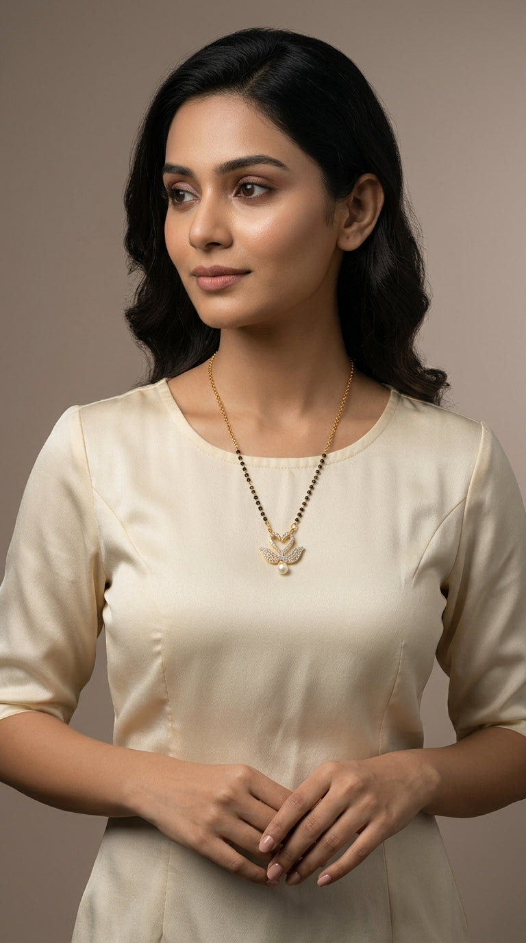 Gold Plated Designer Pearl Drop Mangalsutra