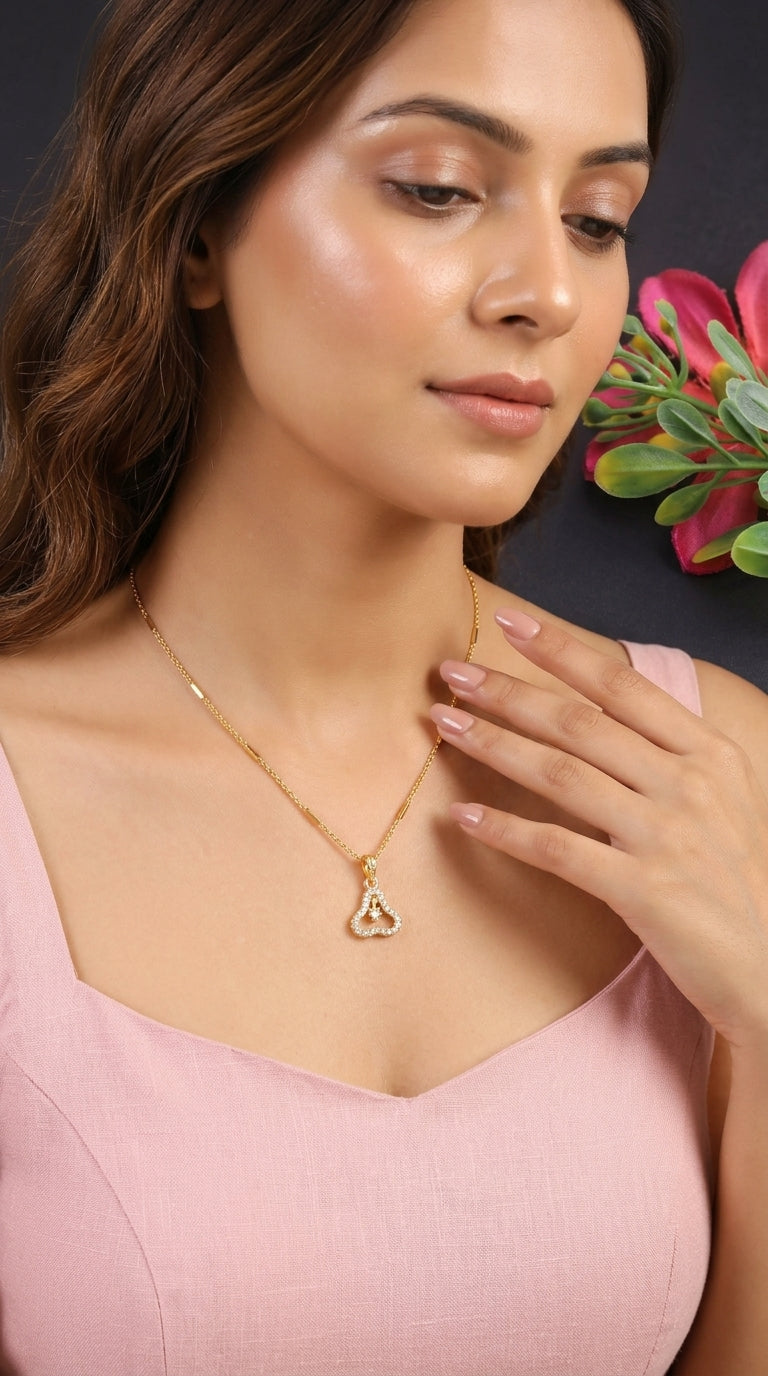 Gold Plated Heart Design Pendant Necklace