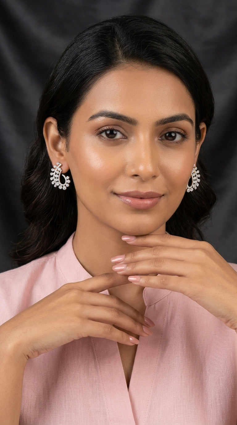 Royal Sparkle Crescent Earrings