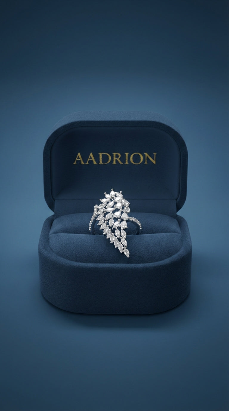 Floral Marquise Diamond Statement Ring