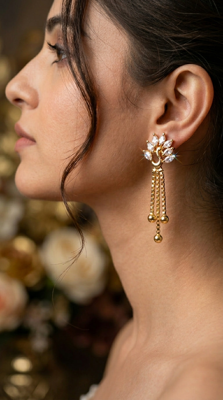 Regal Peacock Tassel Earrings