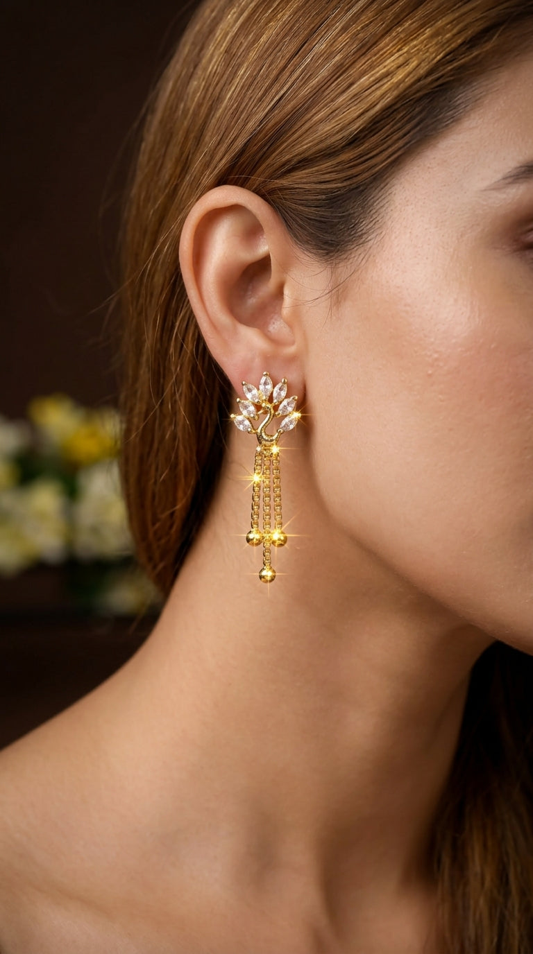 Regal Peacock Tassel Earrings