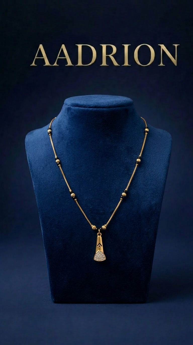 Gold-Plated Designer Mangalsutra with Stone Studded Pendant