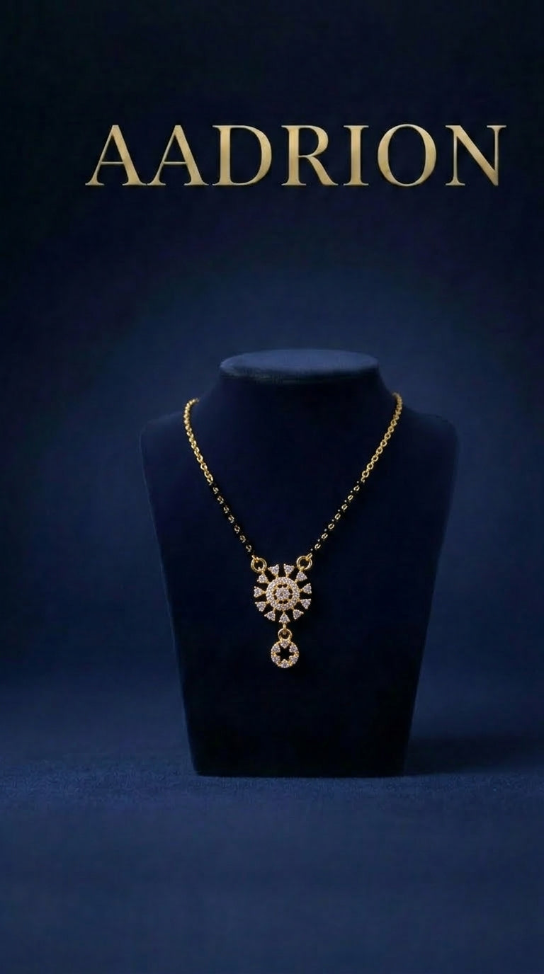Traditional Gold Plated Sunflower AD Mangalsutra Necklace