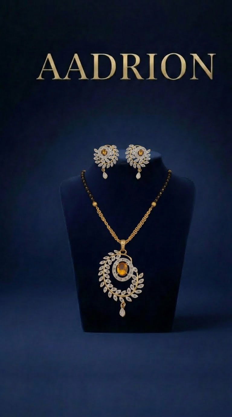 Royal Amber Stone Designer Mangalsutra Set