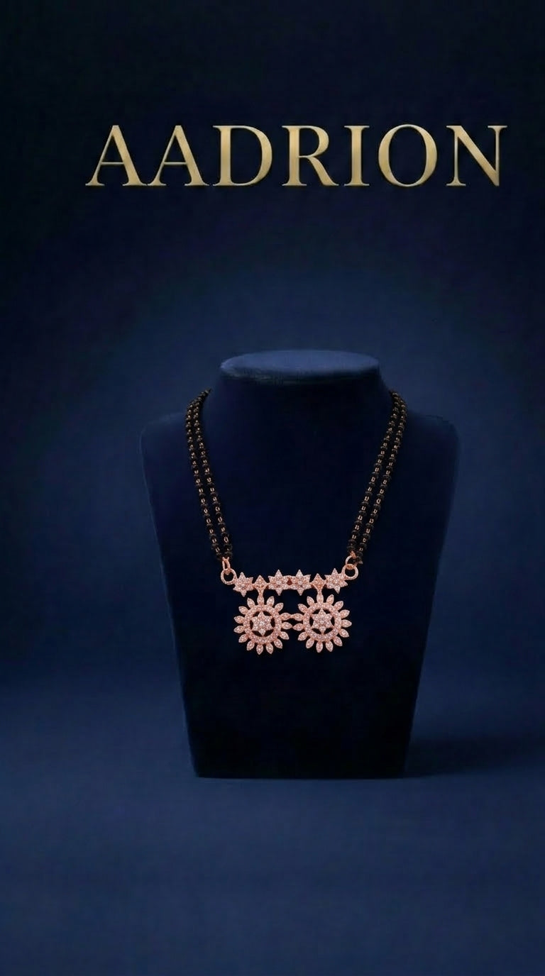Rose Gold Double Sunflower AD Mangalsutra
