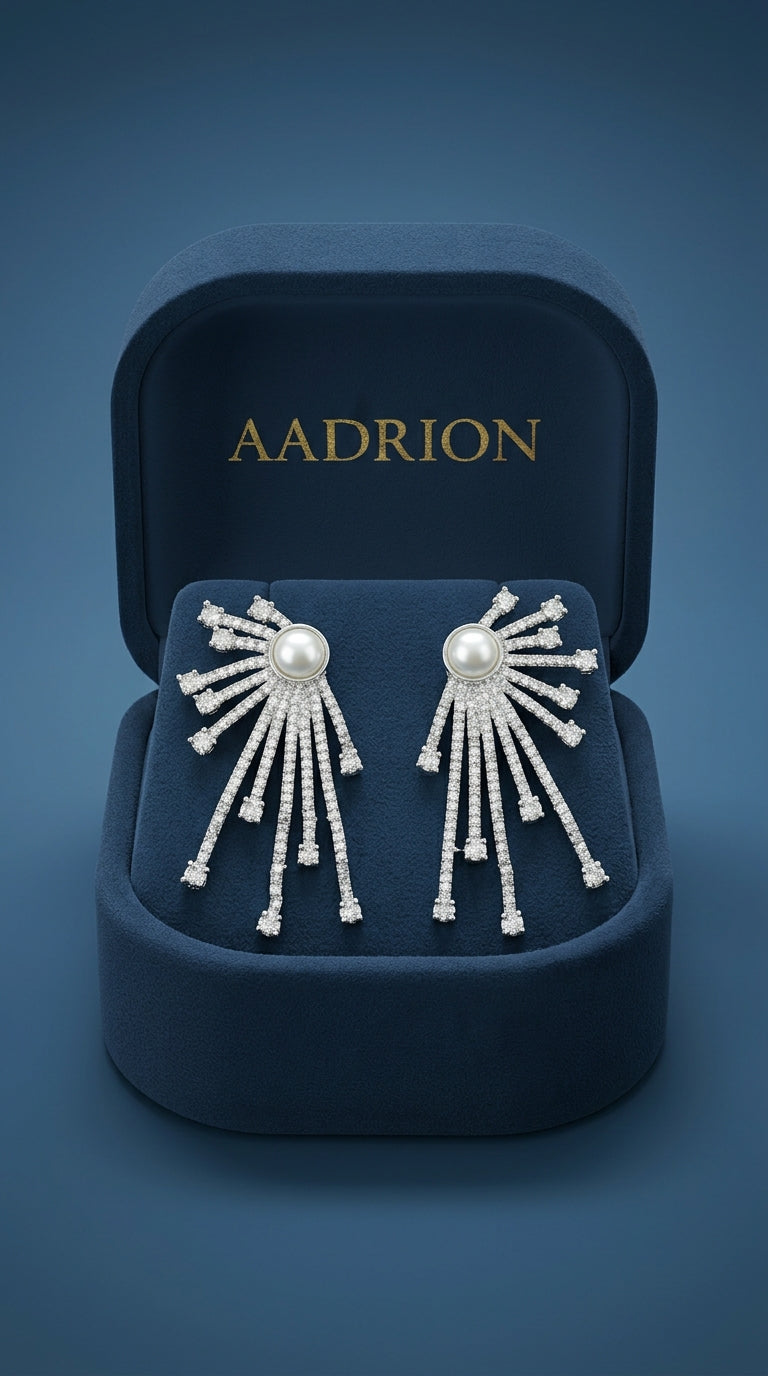 Pearl Starburst Diamond Earrings