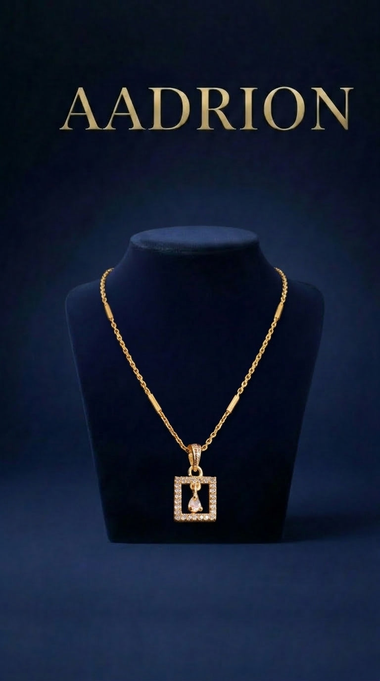 Gold Plated Square Pendant Necklace