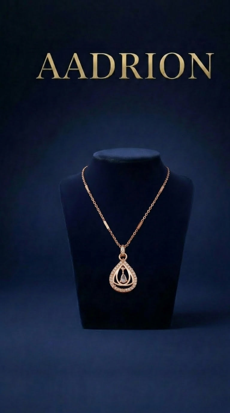 Rose Gold Teardrop Crystal Pendant Necklace