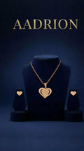 Gold-Plated Double Heart Pendant Necklace with Heart Stud Earrings Set
