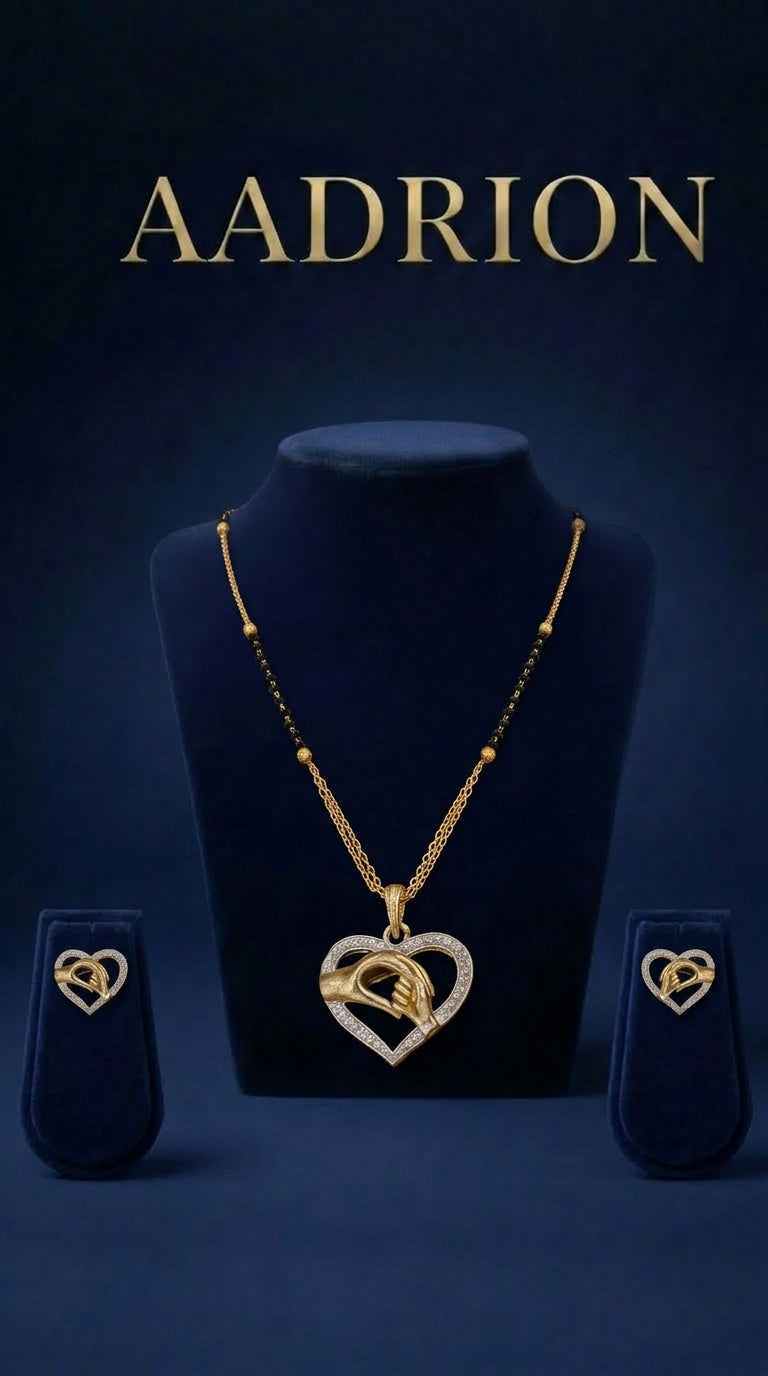 Romantic Holding Hands Heart Mangalsutra Set