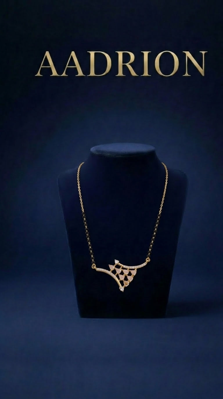 Gold Plated Mangalsutra with Crystal Stone Pendant
